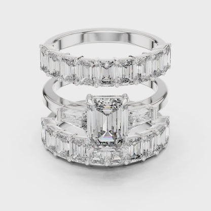 Illusion emerald-cut trilogy diamond ring set in white gold

Lab-grown emerald-cut diamond engagement ring set

Elegant illusion trilogy bridal ring set