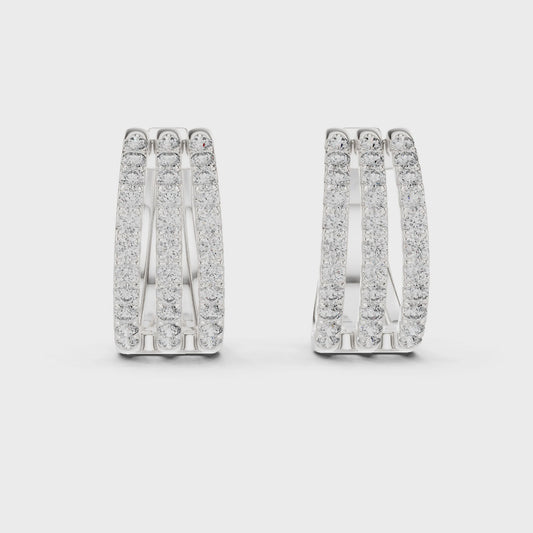 Diamond hoop earrings in white gold

Lab-grown diamond hoop close-up

Elegant classic diamond hoops