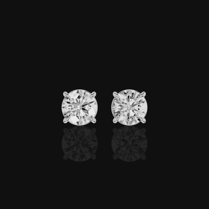 Round Solitaire Earrings, Round Diamond Earrings, Four Prong Earrings, Classic Bridal Jewelry, Minimalist Gift for Her