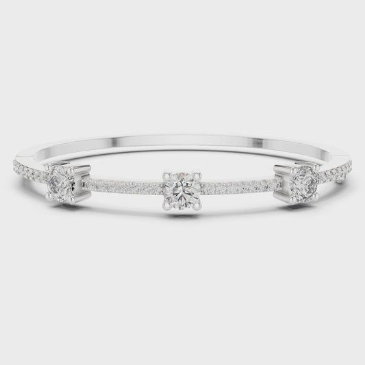Lab-grown diamond trio bracelet featuring three round diamonds in polished metal finish
