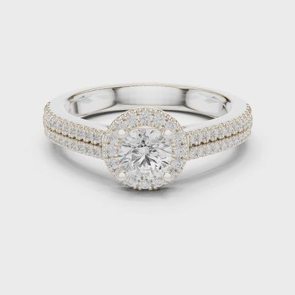 Double-row pavé halo lab-grown diamond engagement ring

Round diamond double halo engagement ring

Pavé halo bridal diamond ring