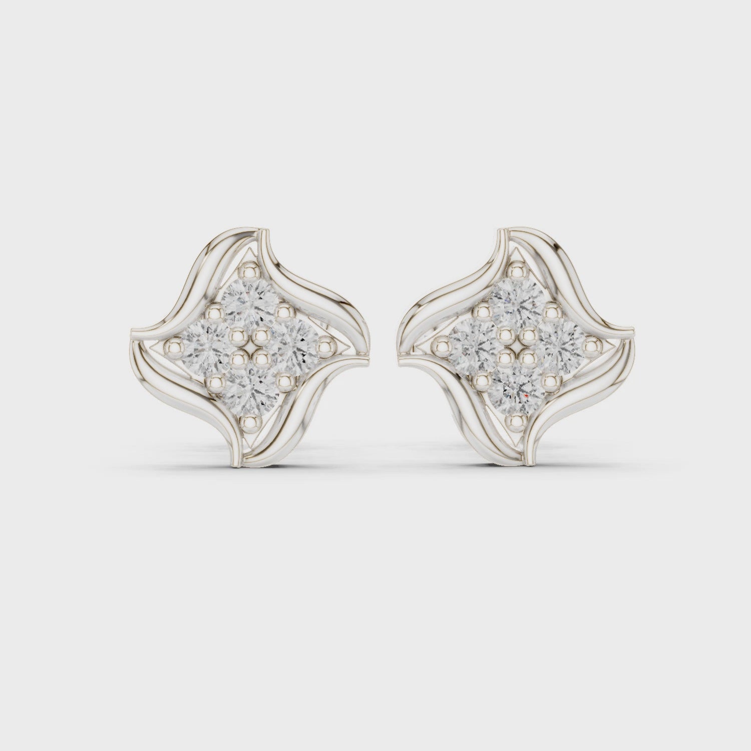 Diamond star-shaped cluster stud earrings in white gold

Floral diamond cluster stud earrings with lab-grown diamonds

Elegant women’s star diamond stud earrings