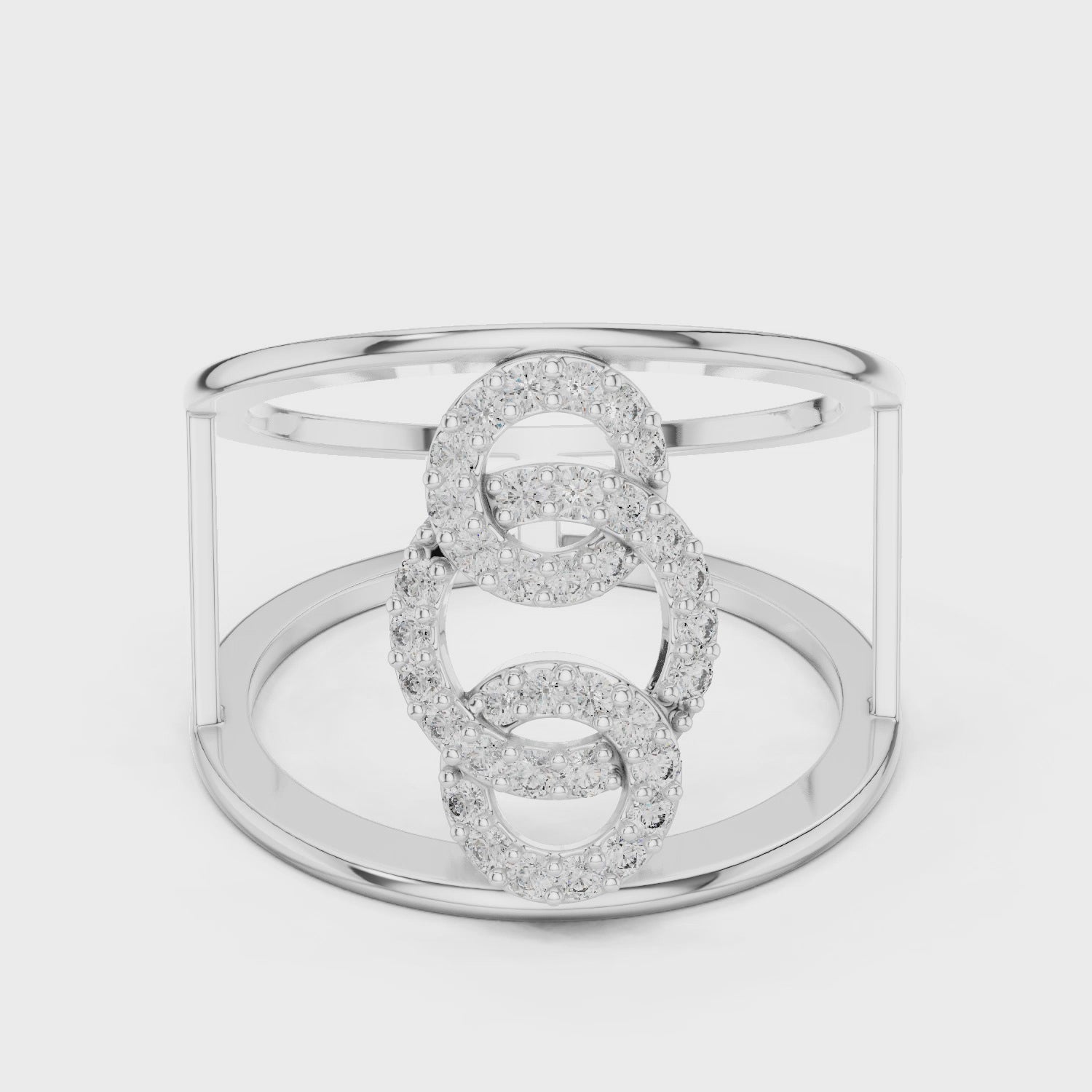 Engagement round diamond band featuring a row of round brilliant diamonds in a high-polish setting