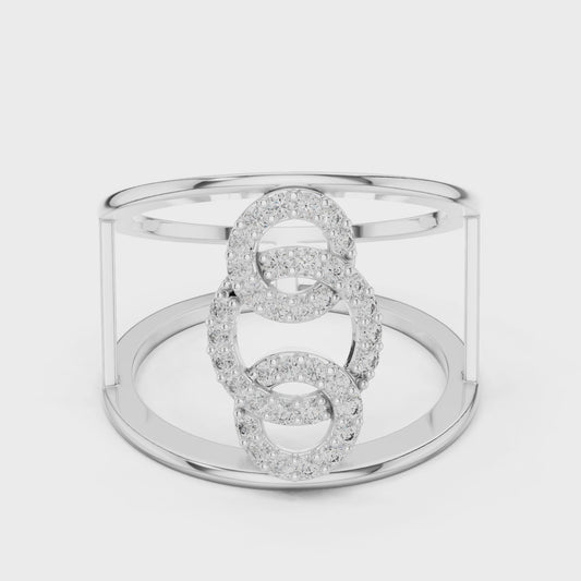 Engagement round diamond band featuring a row of round brilliant diamonds in a high-polish setting