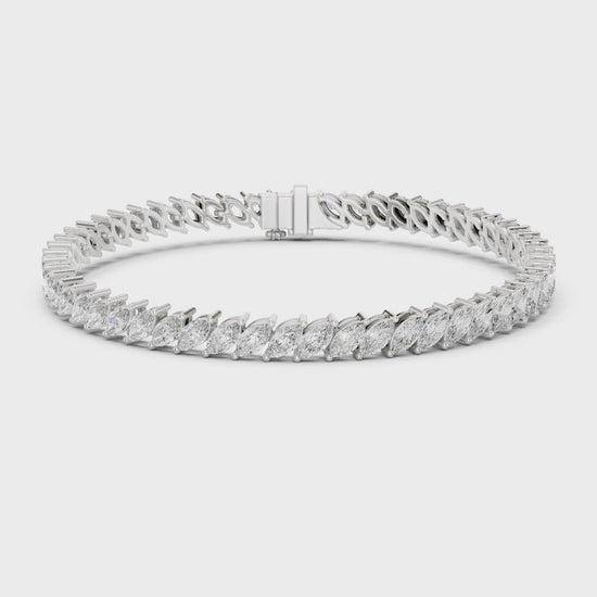 Marquise-cut lab-grown diamond tennis bracelet with elongated sparkle in polished metal setting