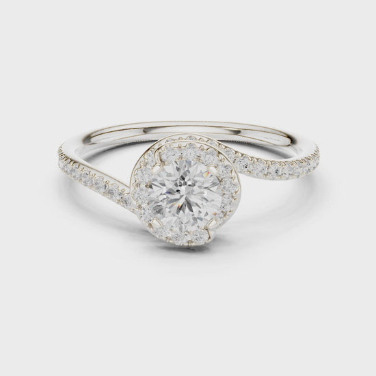 Round lab-grown diamond east-to-west bypass engagement ring

Pavé diamond bypass band engagement ring in white gold

Modern lab-grown diamond bridal ring